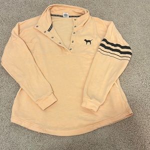 PINK Orange Half Snap Sweatshirt